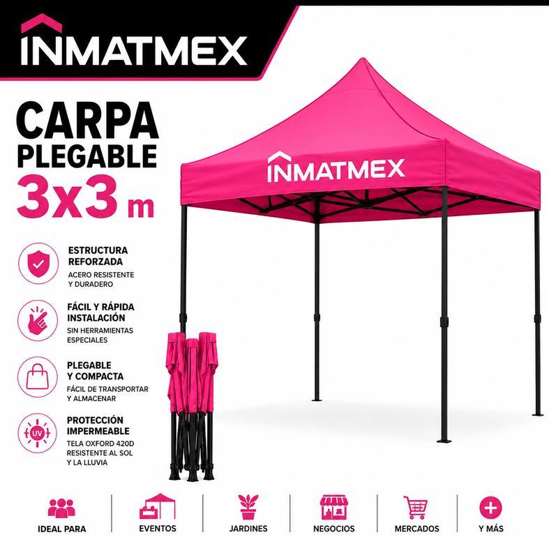 CARPA PLEGABLE 3X3 IMPERMEABLE PARA EVENTOS Y EXTERIOR