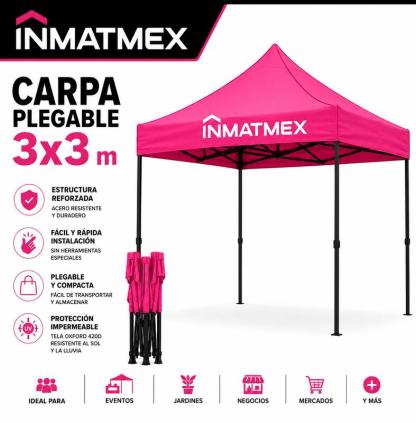 CARPA PLEGABLE 3X3 IMPERMEABLE PARA EVENTOS Y EXTERIOR