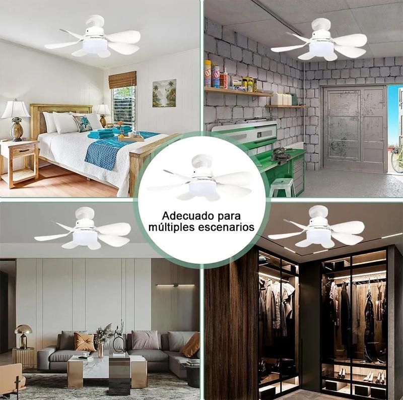 Ventilador De Techo Luz E27 Con Control Remoto Y Extensor