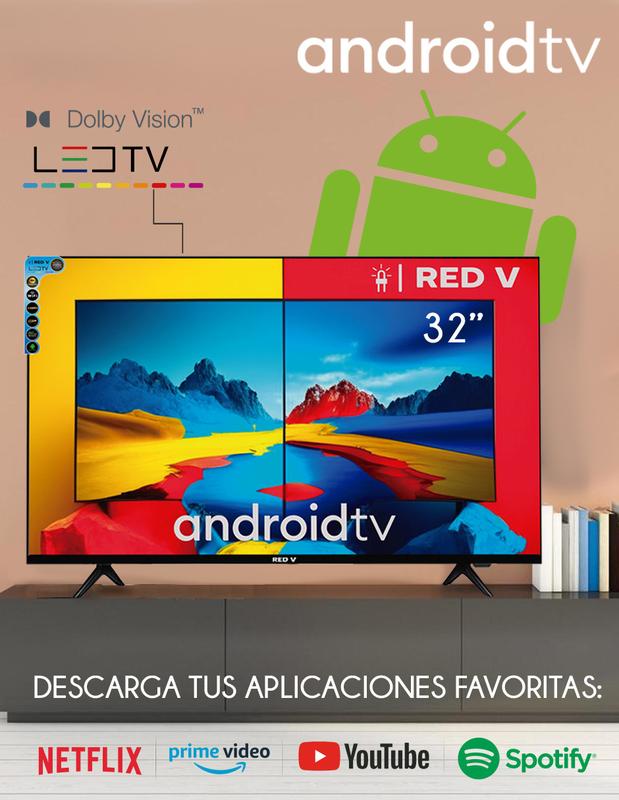 Televisión Smart TV 32” Android 14 HD | WiFi Apps Netflix YouTube | HDMI USB | Screen Mirroring | TV LED