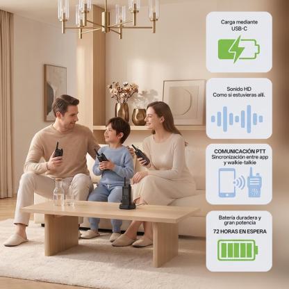 (FABRICADO POR BAOFENG) AT1 Walkie Talkie PoC 4G con app móvil gratuita de por vida. Comunicación privada de larga distancia, control en segundo plano, historial de chat encriptado y alcance de más de 10,000 millas. Ideal para trabajo, seguridad, logístic