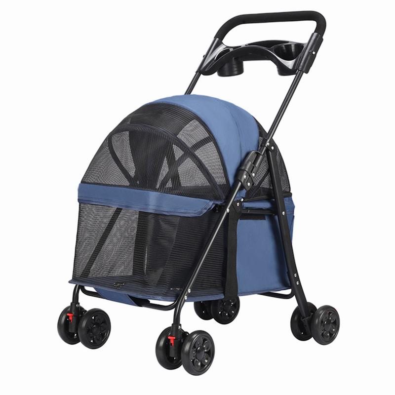 Carriola para Mascotas Plegable con Ruedas, Carrito Portátil para Perros, Gatos y Conejos, con Ventilación de Malla, Diseño Ligero y Cómodo, Ideal para Paseos y Viajes. Colores: Negro, Rosa, Gris y Azul