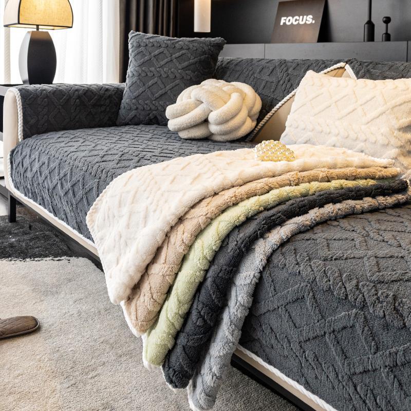 sofa cover Solid Color Cotton Velvet Sofa Cushion, 1 Count Simple and Modern Sofa Cover, Anti Slip Sofa Cover Cushion for Home Living Room Bedroom