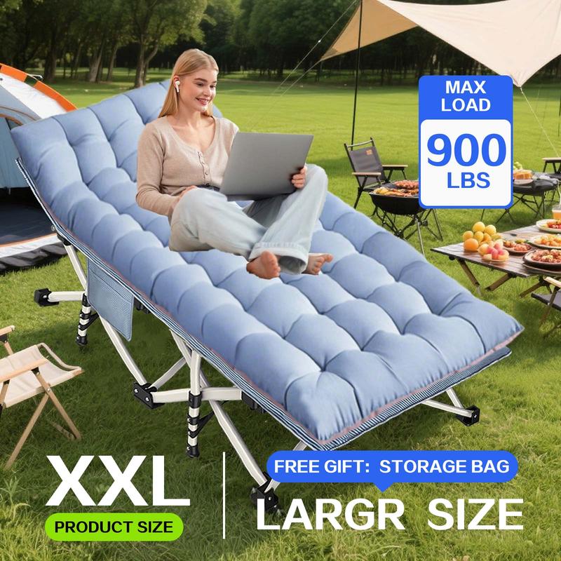 Cama plegable de camping para exteriores con colchón, cama para dormir resistente con bolsa de transporte, soporta hasta 408 kg, cama portátil para invitados para camping, viajes, uso en exteriores e interiores.