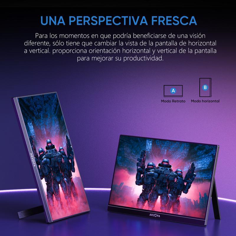 【Venta caliente】ARZOPA Monitor portátil para juegos de 16.1 pulgadas y 144 Hz/15.6 pulgadas y 60 Hz monitor portátil 100%sRGB 1080P FHD con HDR, ultra delgado, cuidado de los ojos, segunda pantalla externa para laptop PC PS5 Mac