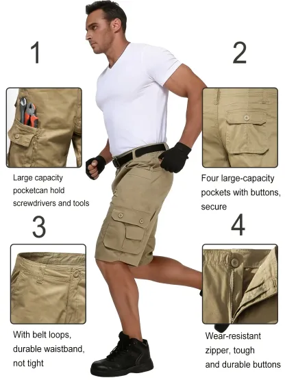 Paquete de 6 pantalones cargo para hombre, shorts tácticos con bolsillos multifuncionales, ideales para golf, senderismo y actividades al aire libre, resistentes, antiarrugas y transpirables