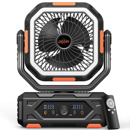 Ventilador portátil de camping 30000mAh recargable, con luz LED, cabezal 270° y control remoto, ventilador multifuncional para tienda de campaña, viajes, hogar y actividades al aire libre