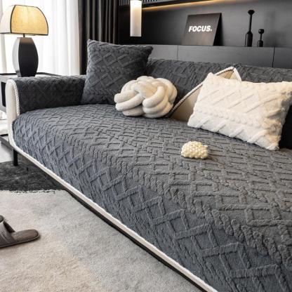 sofa cover Solid Color Cotton Velvet Sofa Cushion, 1 Count Simple and Modern Sofa Cover, Anti Slip Sofa Cover Cushion for Home Living Room Bedroom