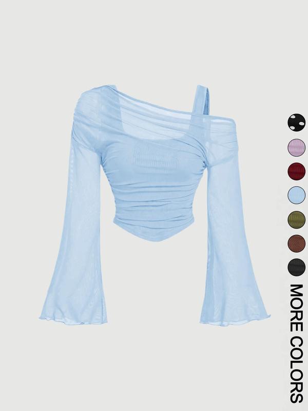 Women's Drop Shoulder Slim Fit Casual T-Shirt, Fashionable Comfortable Autumn Top, Stylish Ladies' Clothing for Daily Wear