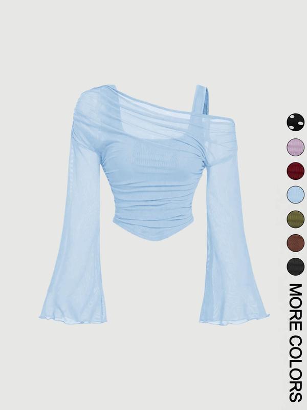 Women's Drop Shoulder Slim Fit Casual T-Shirt, Fashionable Comfortable Autumn Top, Stylish Ladies' Clothing for Daily Wear
