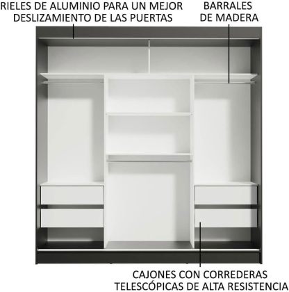 Madesa Ropero Closet con 3 Puertas y 1 Espejo Reno - Marrón
