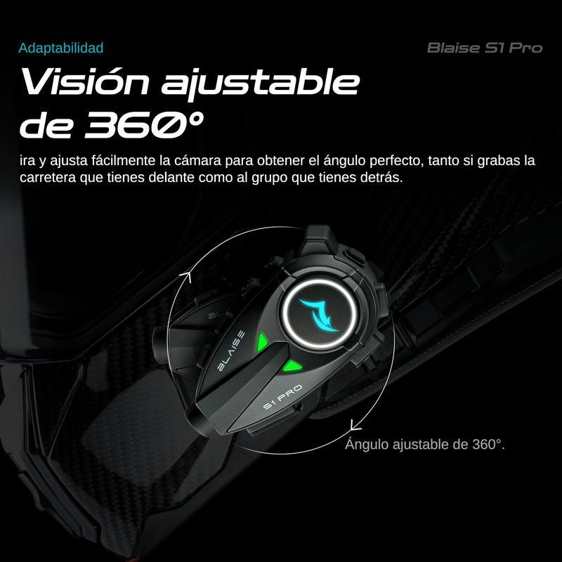 BOJOOM intercomunicador para Casco de Moto con MicróFono,Auricular Bluetooth 5.4 IPX6,Manos Libres Bluetooth de Motocicleta,Puede Conectar Dos Dispositivos al Mismo Tiempo,Asistente de Voz con AI