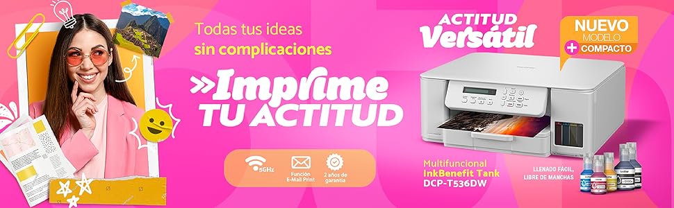 BROTHER Impresora Multifuncional,Tinta continua,DCP-T236DW,InkBenefit Tank,Impresión Dúplex,Wi-Fi