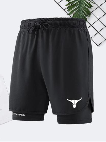 Summer Men's Bull Elastic Shorts with Pockets, Casual Quick-Dry Running Breathable Three-Quarter Pants, Comfortable Fitted Design