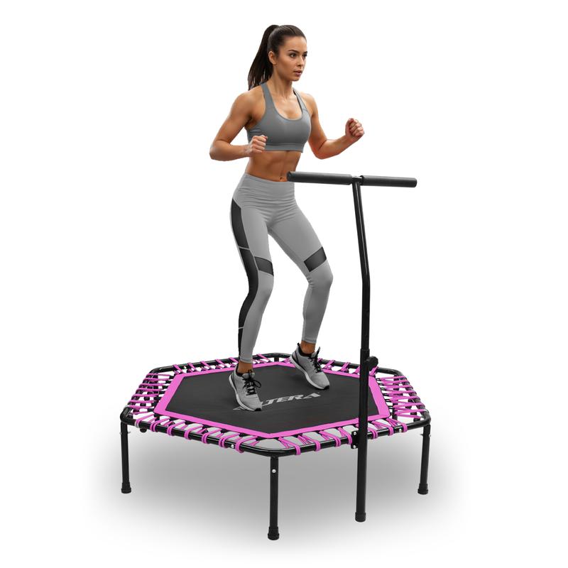 Trampolín Fitness 50 Pulgadas Hexagonal Extra Grande con Barra Agarradera – Altera Fitness Jumping Aeróbicos Casa / Gym