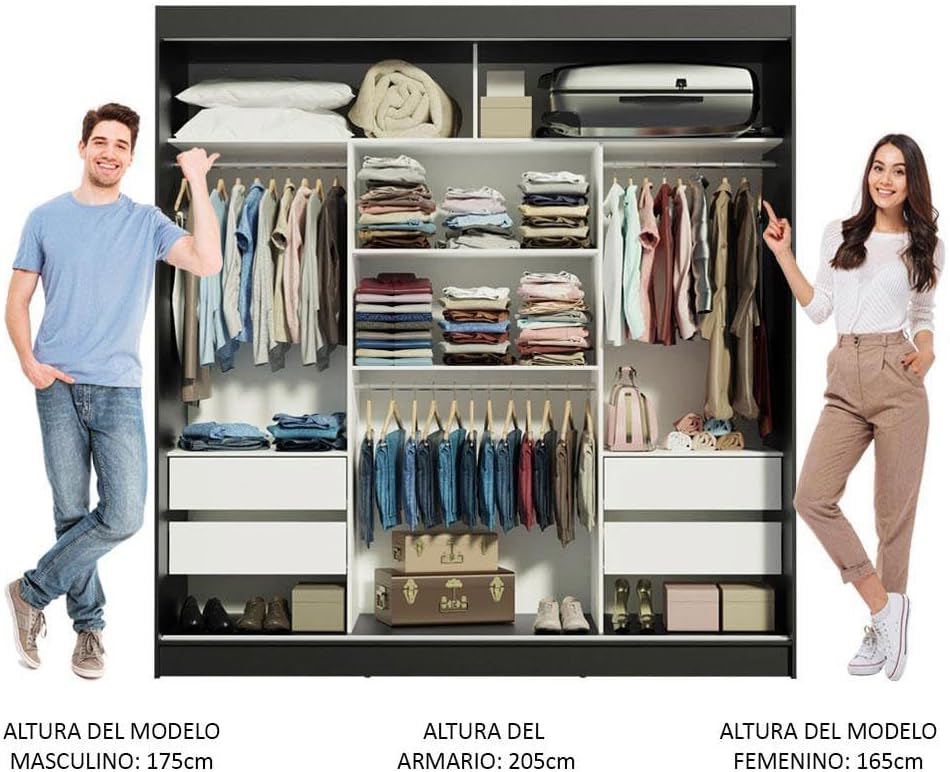 Madesa Ropero Closet con 3 Puertas y 1 Espejo Reno - Marrón