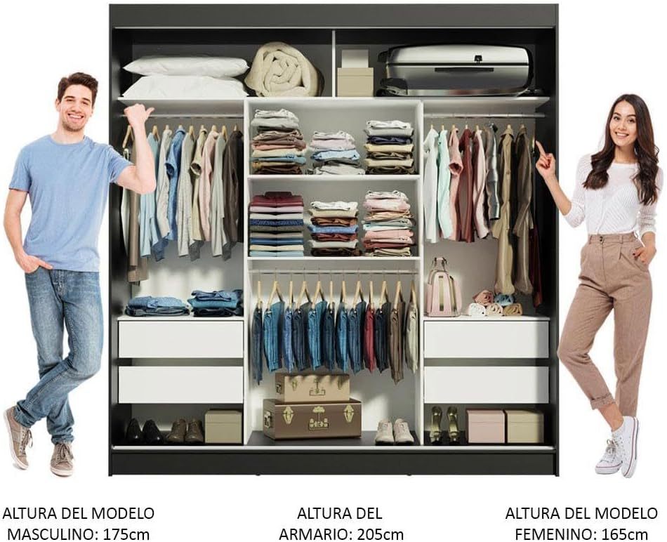 Madesa Ropero Closet con 3 Puertas y 1 Espejo Reno - Marrón