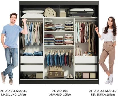 Madesa Ropero Closet con 3 Puertas y 1 Espejo Reno - Marrón