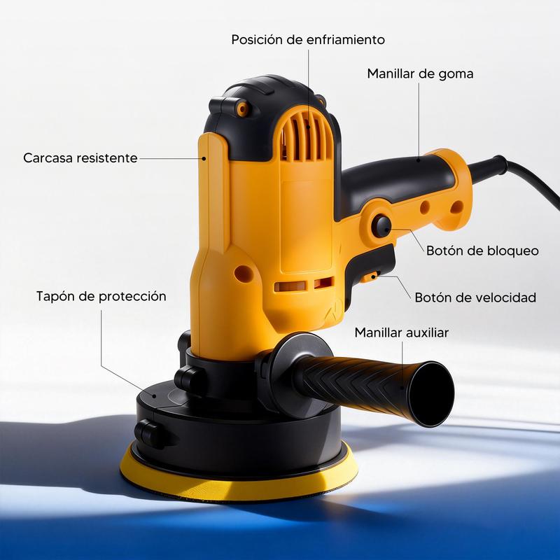 Pulidora orbital inalámbrica de 5 pulgadas, pulidora profesional sin escobillas de 21 V con 2 baterías de 4.0 Ah, pulidora orbital de autos inalámbrica con 6 velocidades, kit de pulido y