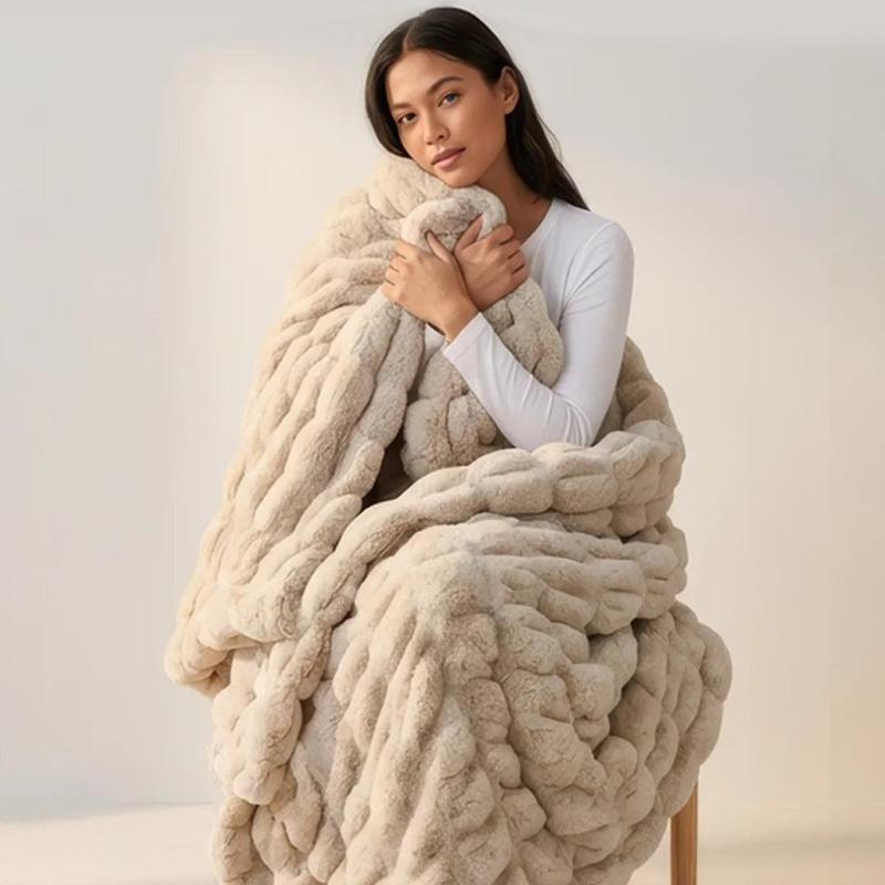 Manta Bubble Hug Blanket Textura Tridimensional y Fibras Ultrasuaves para Un Confort Único y Diseño Moderno
