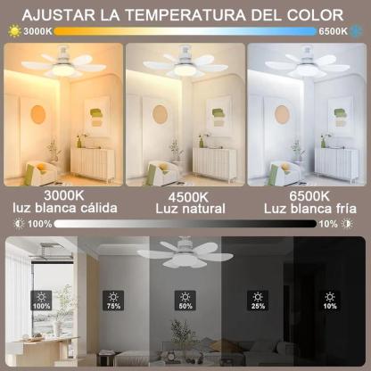 Ventilador De Techo Luz E27 Con Control Remoto Y Extensor
