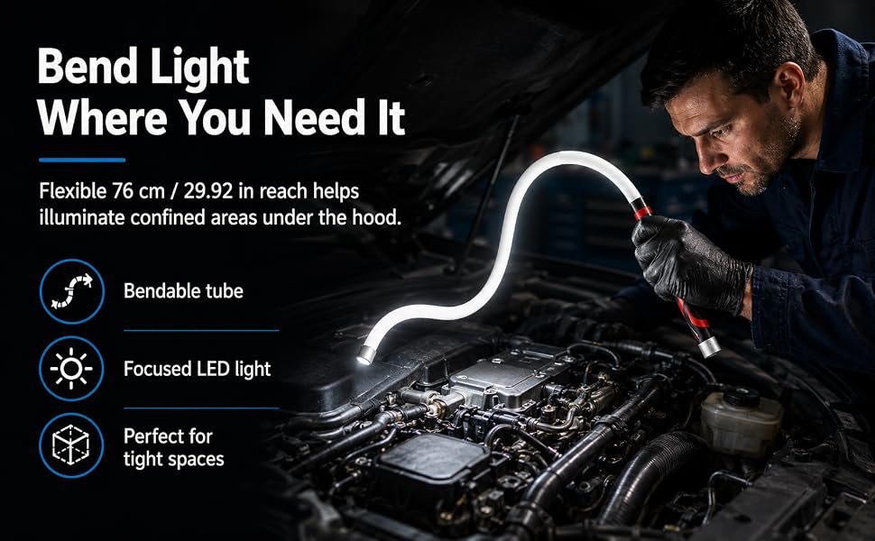 Equipada con LED de alta luminosidad, esta luz de trabajo proporciona una iluminación clara