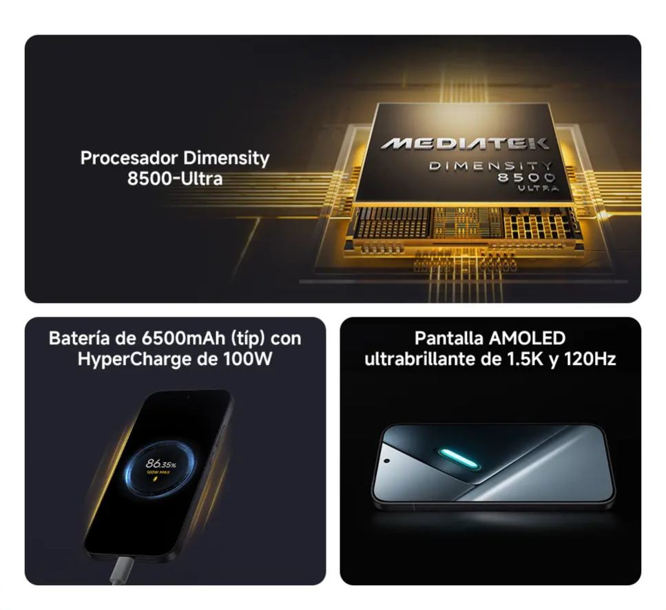 POCO X8 Pro | Con regalo exclusivo | Procesador Dimensity 8500-Ultra | Batería de 6500mAh (típ) con HyperCharge de 100W | Pantalla AMOLED ultrabrillante de 1.5K y 120Hz | Cámara Sony IMX882 de 50MP con OIS | Resistencia al polvo y al agua IP68