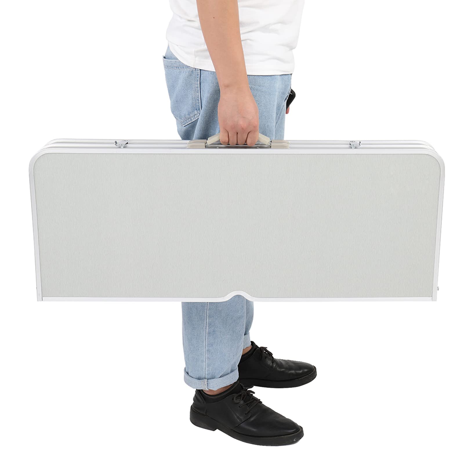 Outvita - Mesa de picnic portátil con asientos, juego de mesa de comedor plegable de una sola pieza con agujero para sombrilla para barbacoa, reuniones, viajes, fiestas, playa, patio