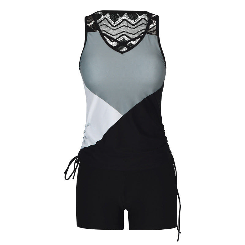 AST DAY 60% OFF Women's Tummy Control Tankini Set with Built-In Bra Flattering Boho Swimwear with Shorts
