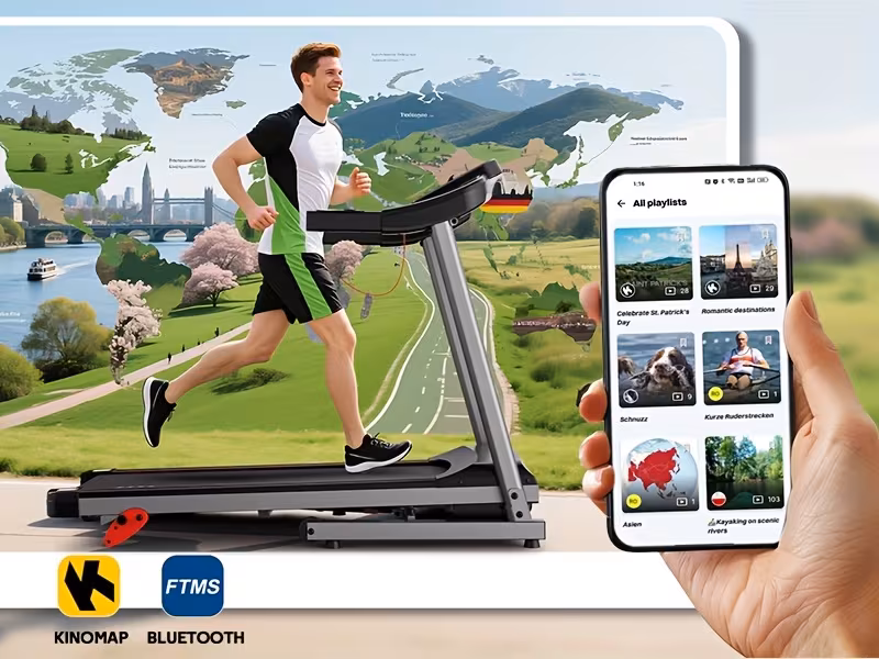 cinta de correr   para hogar   niveles de inclinación   12 km/h, motor de 2.5  , capacidad de carga de 120 kg, compatible con app, entrenamiento de fitness,diseño compacto,equipo de fitness elegante,cinta de correr motorizada,individuos conscientes   salud Detalles del producto 2