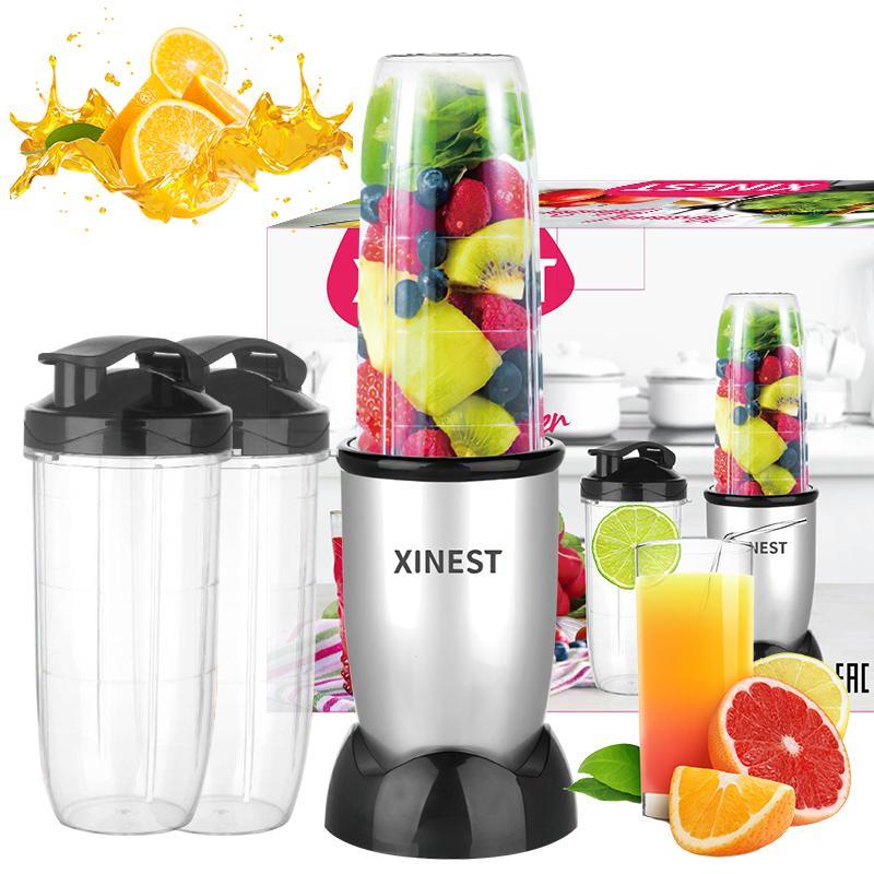 Xinest 500w Licuadora Portátil Con 2 Vaso De Plástico Color Plateado