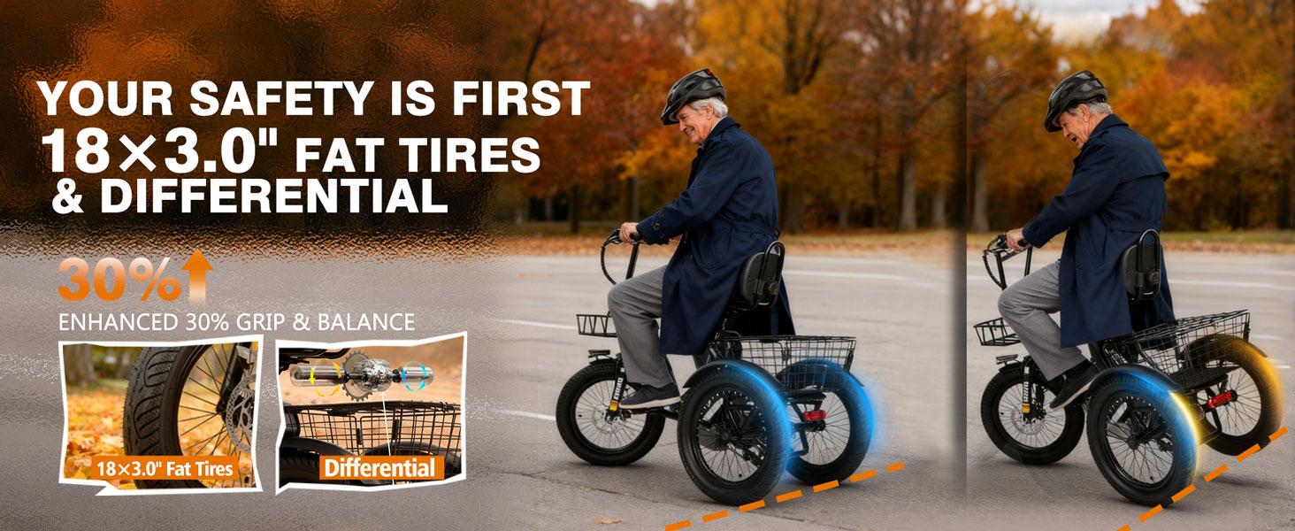 ESKUTE Cargo Bike for Adults, Foldable 3-Wheel Electric Trike with 1200W Motor, Fat Tires, Backrest Support, and Bike Handlebars, Ebikes For Adults, Pedal/Assist/Throt tiktokshopbacktoschool ESKUTE Cargo Bike for Adults, Foldable 3-Wheel Electric Trike with 1200W Motor, Fat Tires, Backrest Support, and Bike Handlebars, Ebikes For Adults, Pedal/Assist/Throt tiktokshopbacktoschool