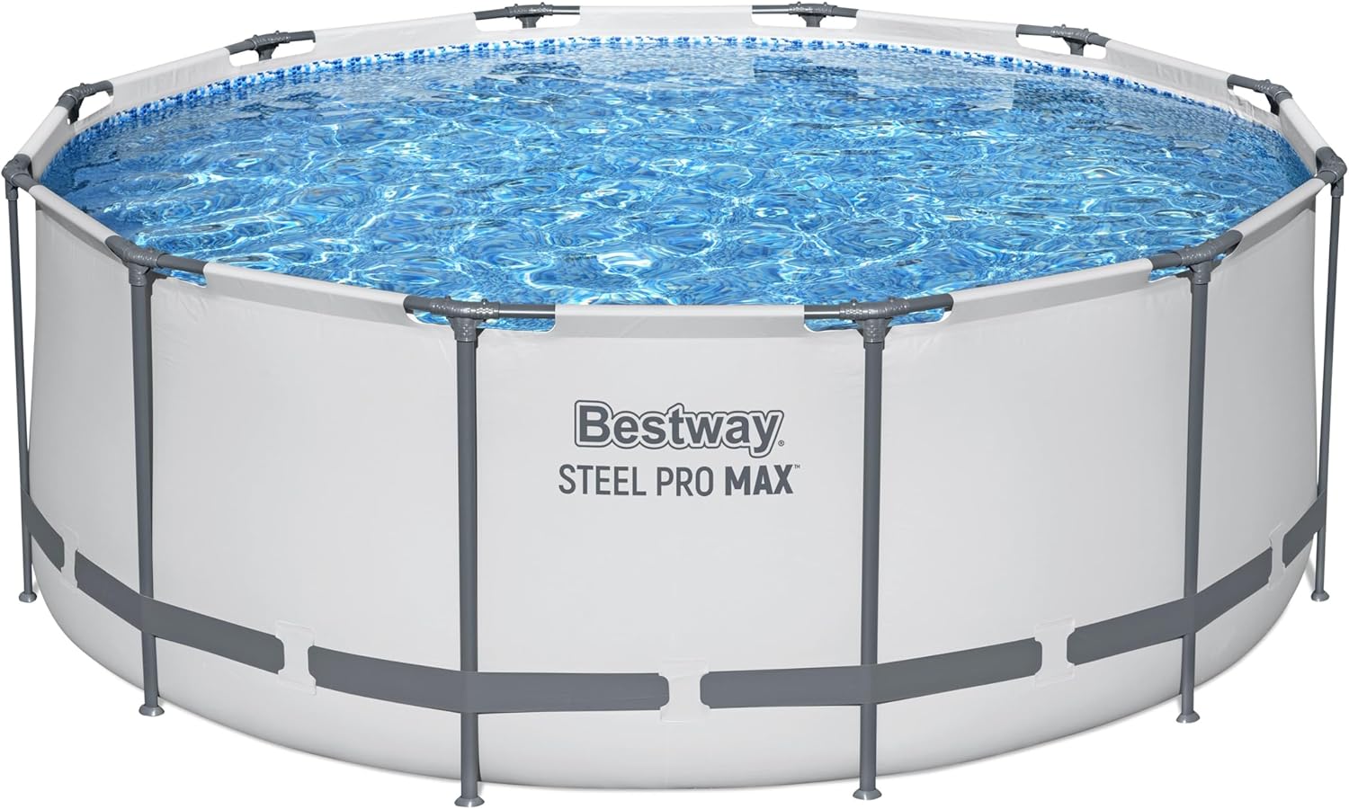 BESTWAY 56421 Alberca con Estructura Redonda 3.66x1.22cm con Bomba y Filtro Gris, Gris