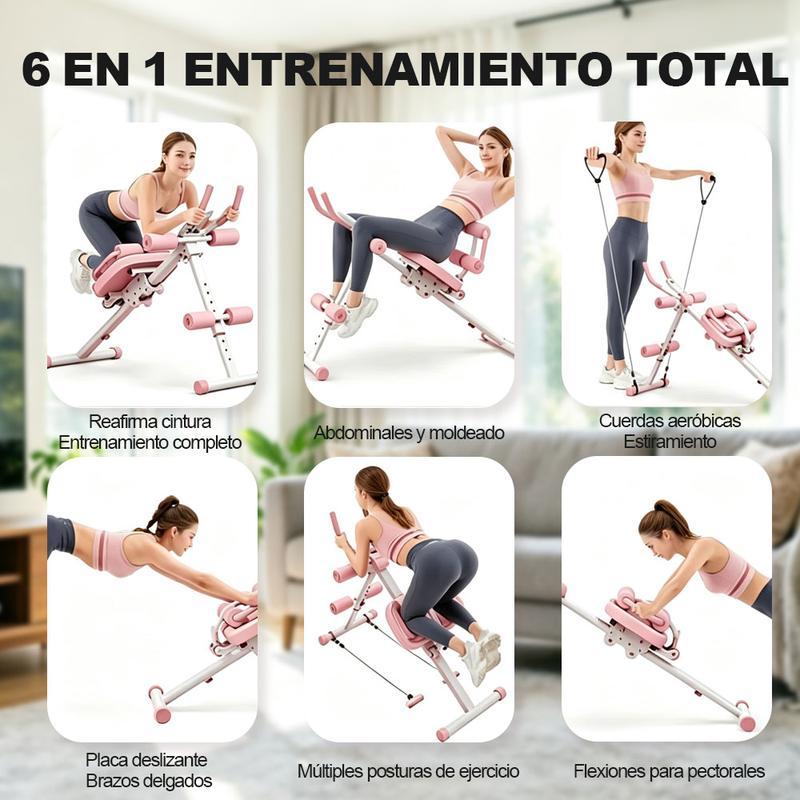 Máquina de Ejercicio Abdominal 6 en 1 con Pantalla LCD y Amortiguación Lumbar para Casa, Plegable en 3 Segundos, Carga Máx. 200kg, Ideal para Sobrepeso y Principiantes