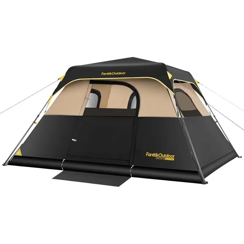 Tienda de campaña instantánea tipo cabaña Fanttikoutdoor Zeta C6 para 6 personas / Tienda de campaña instantánea tipo cabaña Alpha C4 Ultra para 4 personas. Se monta en 60 segundos con toldo impermeable y resistente al viento. Portátil con bolsa de transp