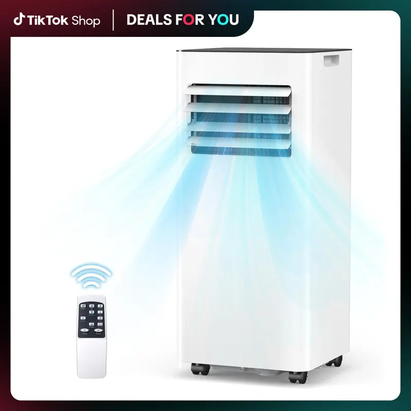 Aire acondicionado portátil COWSAR de 8000/10000 BTU, enfría hasta 350/450 pies cuadrados, 4 modos, unidad de aire acondicionado portátil con control remoto/pantalla LED/temporizador de 24 horas/kit de instalación para dormitorio/hogar/oficina/residencias