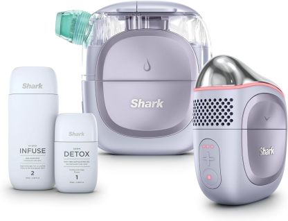 Shark FacialPro Glow en casa Sistema facial con tecnología hidráulica con terapia DePuffi caliente y frío - Dispositivo profesional de cuidado de la piel de spa para limpieza de poros, hidratación y