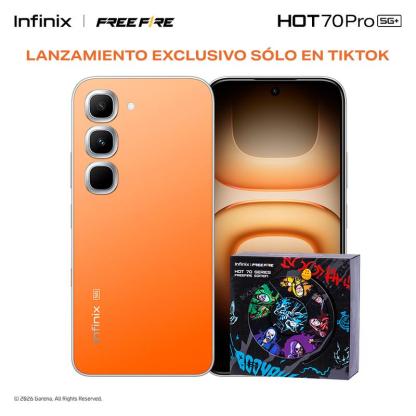 INFINIX HOT 70 Pro 5G Edición Free Fire TikTok Exclusiva | 8GB+256GB | Incluye Caja de Regalo | MediaTek Dimensity 7100, IPS LCD, 45W, NFC | Negro