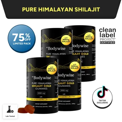 Gomitas de Shilajit puro del Himalaya de Be Bodywise (Root Labs) | Edición «Año nuevo, vida nueva» | 3000 mg con Ashwagandha KSM-66, Gokshura, azafrán y Black Musli | Ácido fúlvico y más de 85 oligoelementos | Sin azúcar añadido | Apoyo natural para la fu