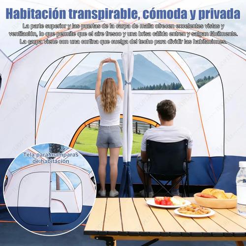 Casa Campaña VBELL 3.3*2.3*1.8m Tienda de Acampar para 8-10 Personas con 2 Habitaciones y Porche Expandible para Familias y Senderismo