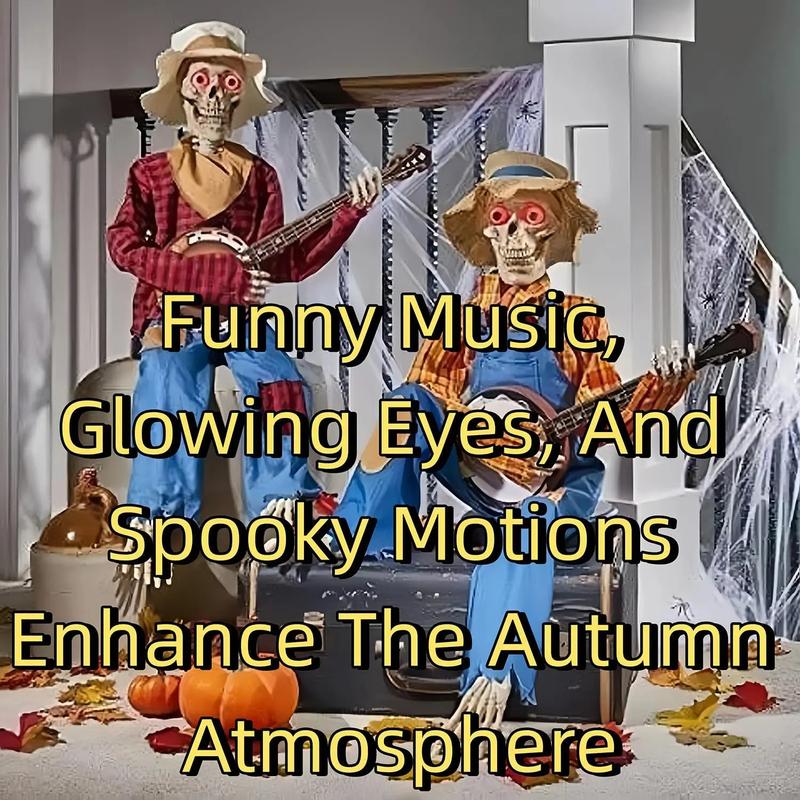 2 Esqueletos Decorativos de Halloween con Banjo, Colgantes para Porche, Patio, Jardín, Entrada, Fiesta Temática, Decoración del Hogar y Eventos de Halloween