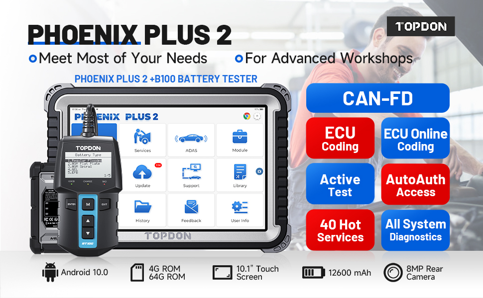 TOPDON Phoenix plus 2 scan tool with BT100