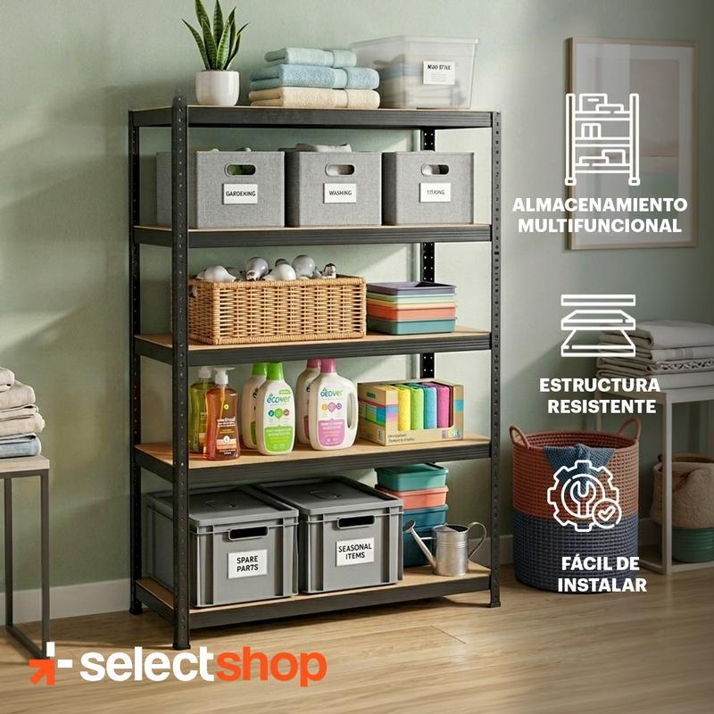 Rack Estante Metálico Mueble Organizador Gabinete Anaquel 5 Niveles Multifuncional 2 en 1 Selectshop