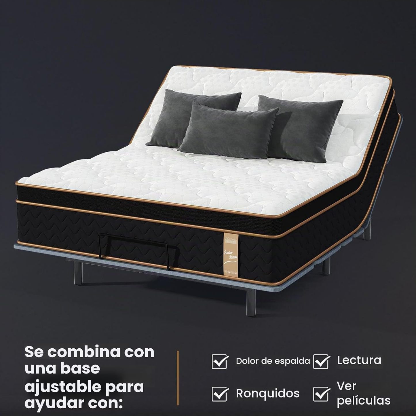 Colchón Queen Size de 10 pulgadas, colchón híbrido en caja con espuma viscoelástica y muelles ensacados individuales (firmeza media), colchón sin fibra de vidrio (Queen)