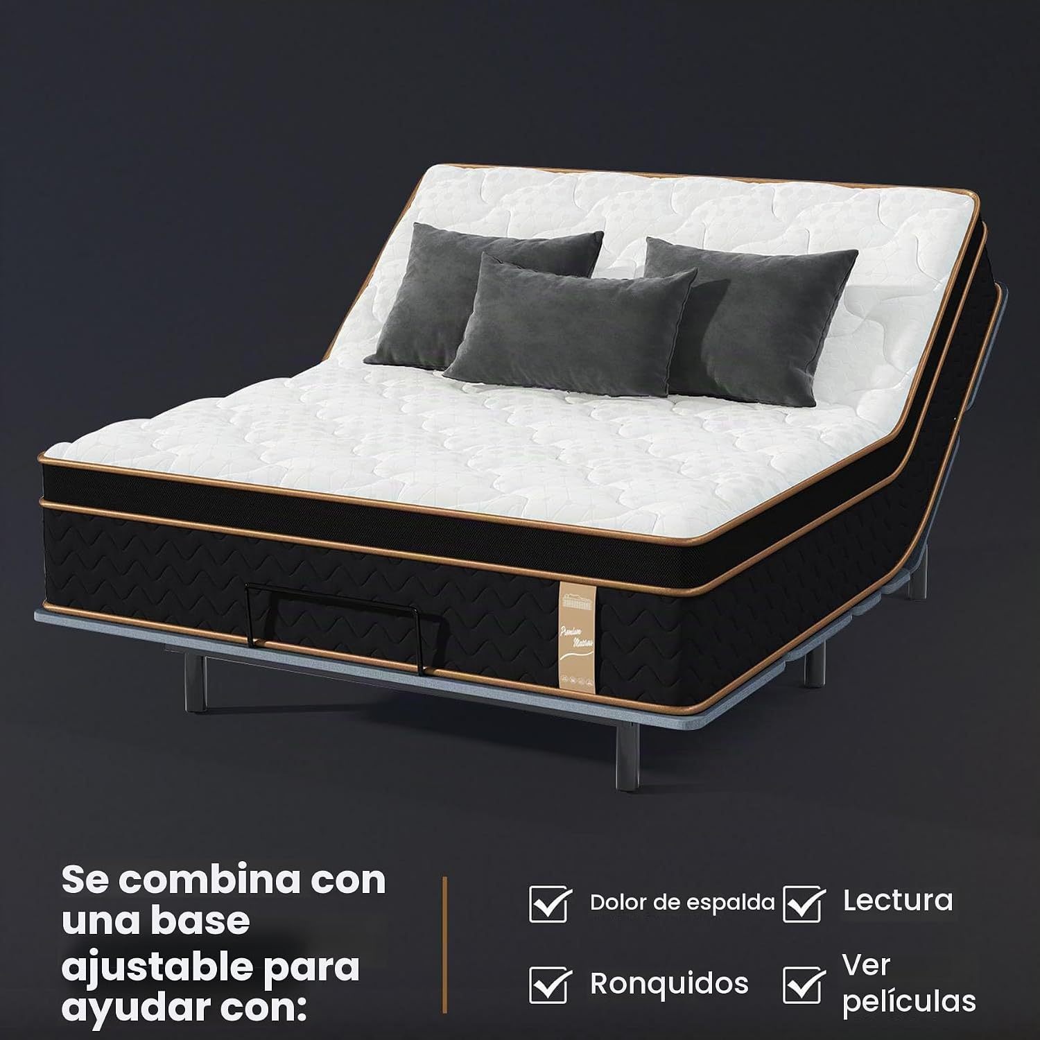 Colchón Queen Size de 10 pulgadas, colchón híbrido en caja con espuma viscoelástica y muelles ensacados individuales (firmeza media), colchón sin fibra de vidrio (Queen)