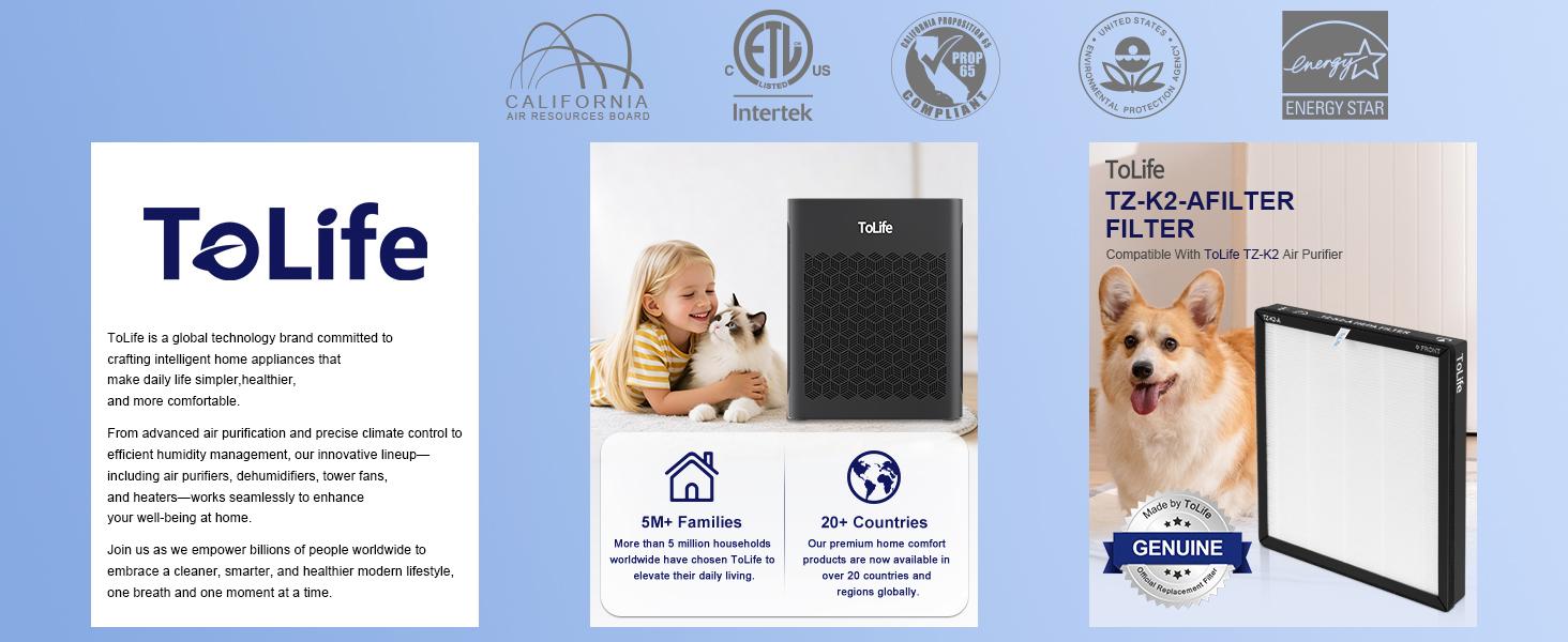 ToLife TZ-K2 Air Purifier for Large Rooms (up to 1095 Ft²). PM 2.5 Display, Auto Mode, Timer, HEPA Filter—removes smoke, pollen, and pet dander! ToLife TZ-K2 Air Purifier for Large Rooms (up to 1095 Ft²). PM 2.5 Display, Auto Mode, Timer, HEPA Filter—removes smoke, pollen, and pet dander!