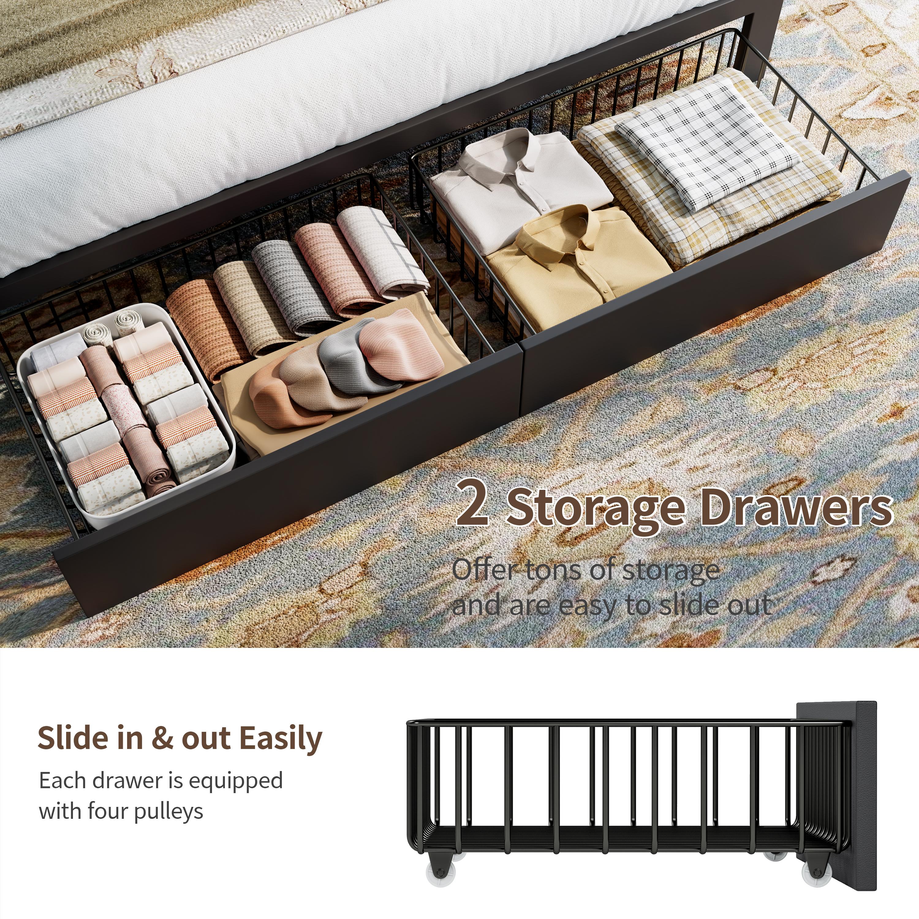 TryLazy Furniture Bed Frame with 4 Drawers and 2 USB & 1 Type-C Charging Ports, No Mattress, Upholstered Platform Bed Frame with Storage Headboard Bed Frame,No Box Spring Needed Required Easy Assembly,Full/Queen/King TryLazy Furniture Bed Frame with 4 Drawers and 2 USB & 1 Type-C Charging Ports, No Mattress, Upholstered Platform Bed Frame with Storage Headboard Bed Frame,No Box Spring Needed Required Easy Assembly,Full/Queen/King
