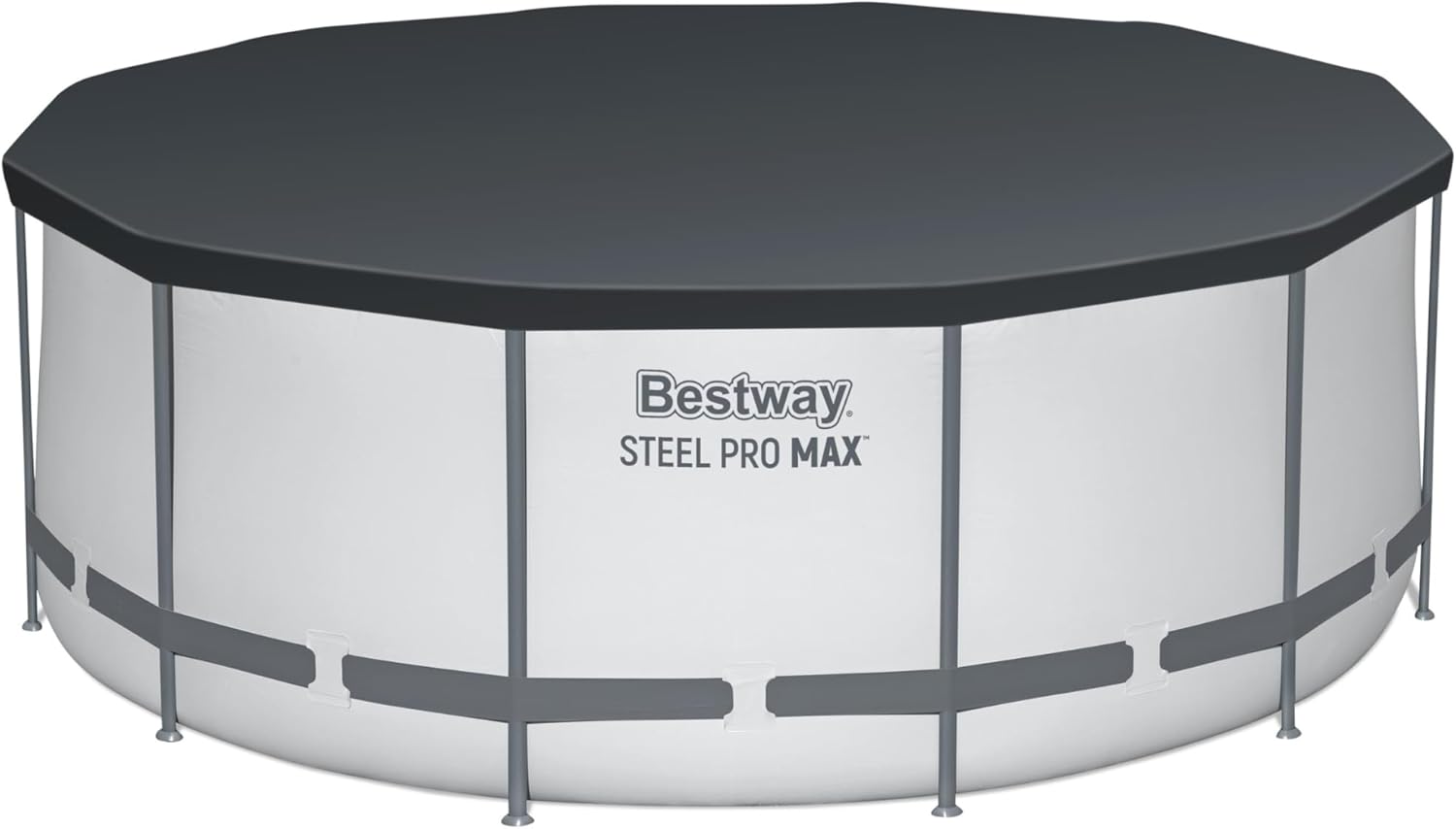 BESTWAY 56421 Alberca con Estructura Redonda 3.66x1.22cm con Bomba y Filtro Gris, Gris