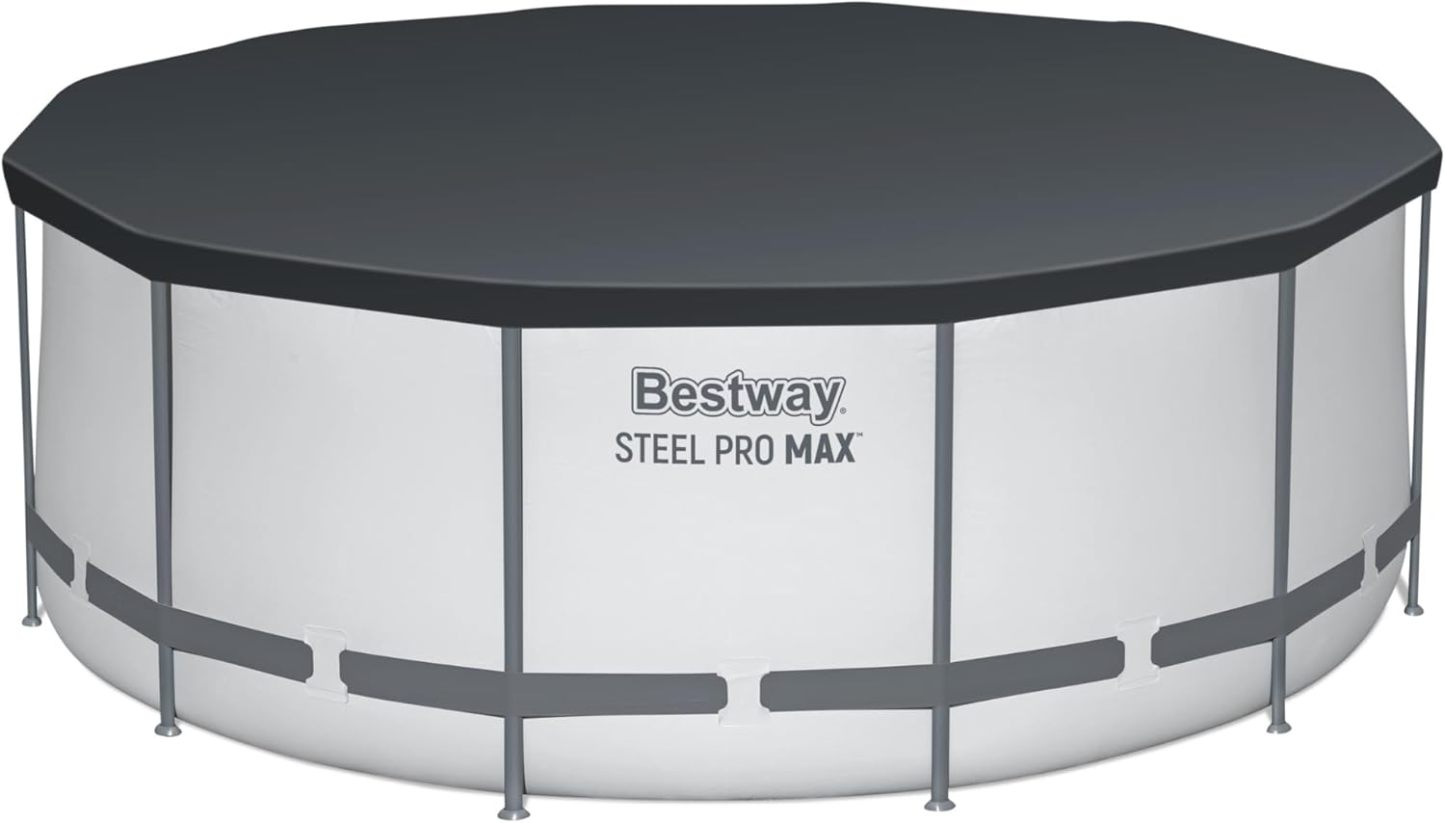 BESTWAY 56421 Alberca con Estructura Redonda 3.66x1.22cm con Bomba y Filtro Gris, Gris