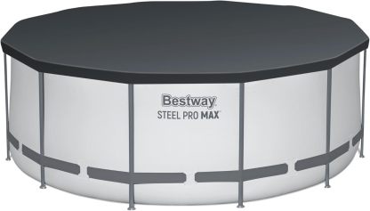 BESTWAY 56421 Alberca con Estructura Redonda 3.66x1.22cm con Bomba y Filtro Gris, Gris